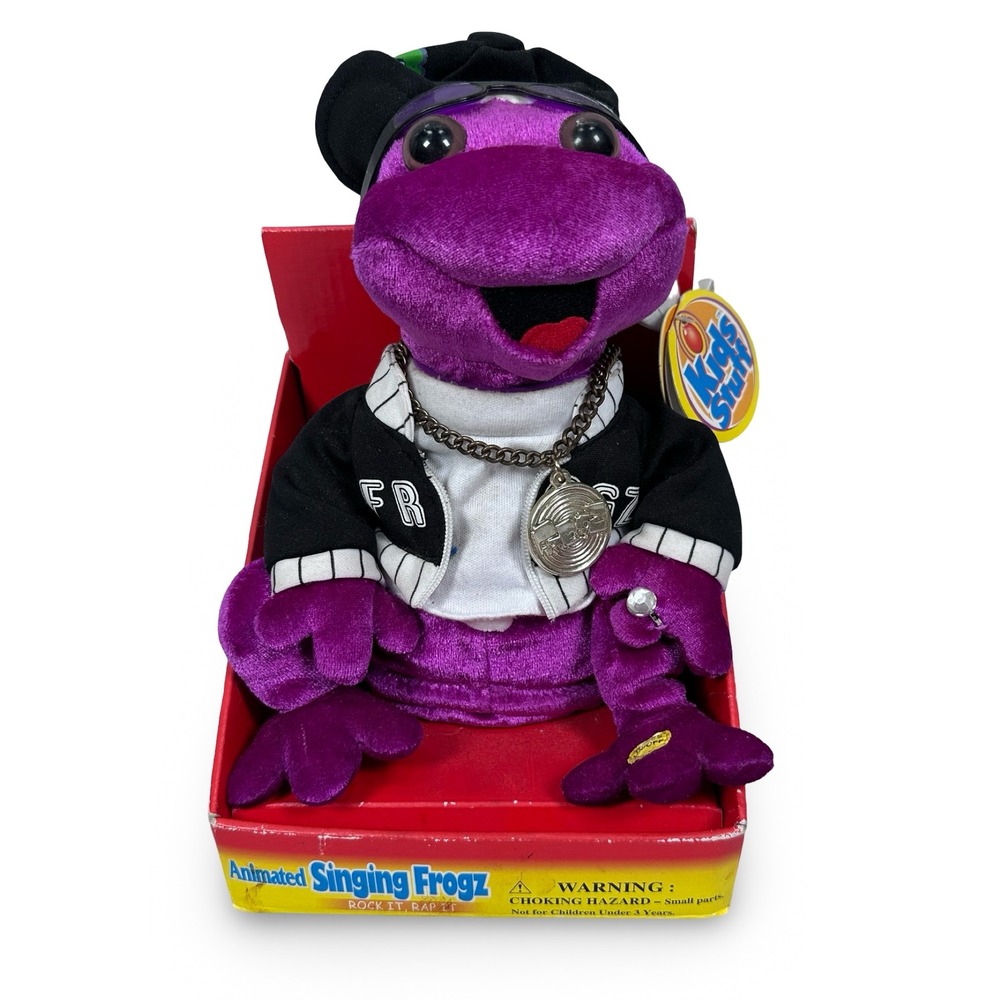 Gemmy Kids Stuff Animated Singing Frogz Purple Hip Hop Frog In Da Club Plush Toy